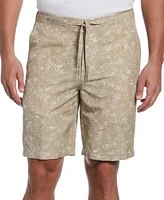 Cubavera Men's Tonal Tropical-Print Linen Blend 9" Drawstring Shorts