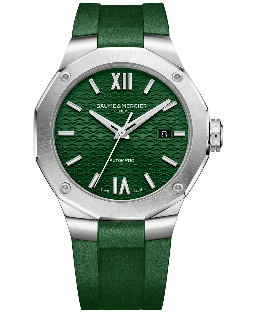 Baume & Mercier Men's Swiss Automatic Riviera Green Rubber Strap Watch 42mm