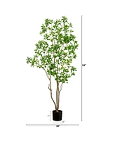 Nearly Natural 7ft. Artificial Minimalist Japanese Pieris Tree with Real Touch Leaves
