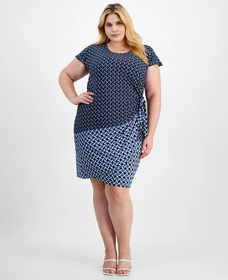 Robbie Bee Plus Size Border-Print Sarong Dress