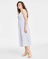 On 34th Women's Printed Smocked-Bodice Midi Dress