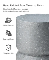Glitzhome Multi-functional Faux Terrazzo Garden Stool or Planter Stand