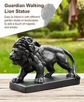 Glitzhome Set of 2 Black Walking Lion Garden Statue