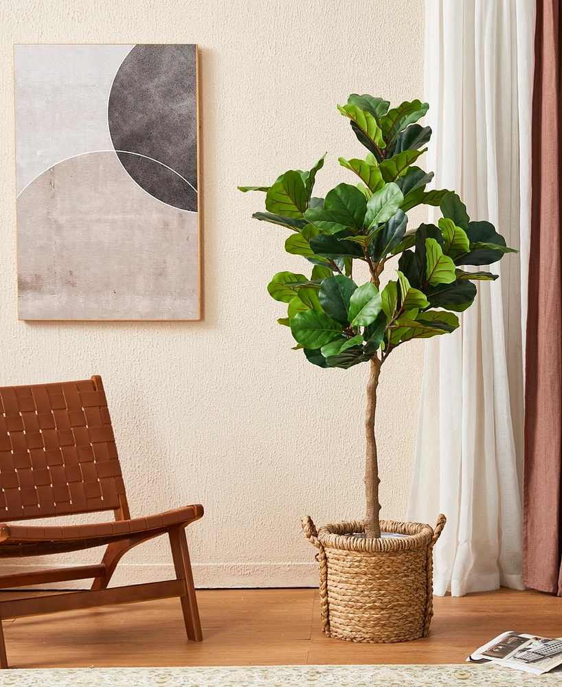 Glitzhome 5ft. Faux Fiddle Leaf Fig Tree in Pot
