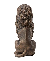 Glitzhome Oversized Bronze Sitting Lion Garden Statue