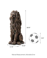 Glitzhome Set of 2 Oversized Bronze Sitting Lion Garden Statue