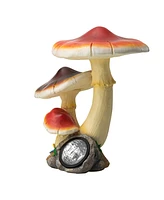 Glitzhome Solar Powered Vibrant Mushrooms Garden Statue