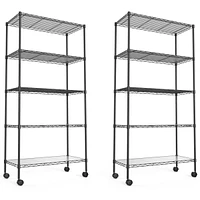 Simplie Fun 5 Tier Heavy Duty Wire Shelving Unit - Black