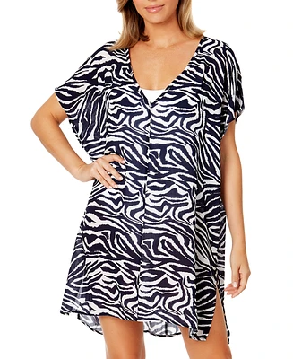 Anne Cole Women's V-Neck Short-Sleeve Cover-Up Tunic