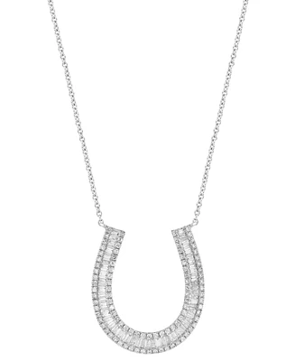 Effy Diamond Horseshoe 18" Pendant Necklace (5/8 ct. t.w.) in 14k White Gold