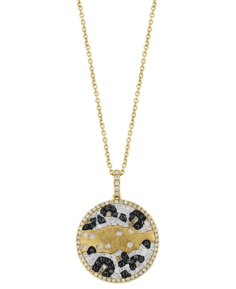 Effy White, Black & Espresso Diamond 18" Pendant Necklace (5/8 ct. t.w.) in 14k Gold