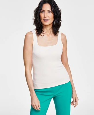 I.n.c. International Concepts Women's Square Neck Rib Tank, Created for Macy's