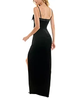 City Studios Juniors' Bow-Trim Gown