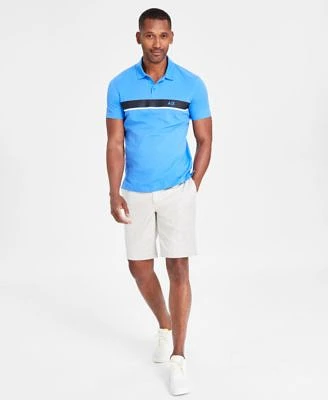 Ax Armani Exchange Mens Central Stripe Logo Print Polo Shirt Regular Fit Stretch 9 Bermuda Shorts