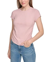 Calvin Klein Jeans Women's Short-Sleeve Side-Ruched Crop Top