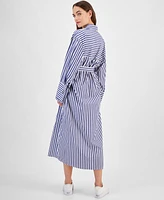 Hugo Women's Striped Long-Sleeve Cotton Shirtdress