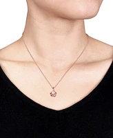 Lab-Grown White Sapphire Rose 18" Pendant Necklace (1/3 ct. t.w.) in Rose-Plated Sterling Silver