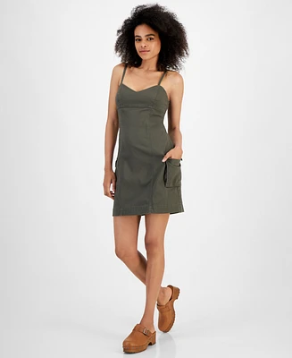 Tinseltown Juniors' Sweetheart-Neck Cargo Mini Dress