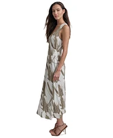 Dkny Women's Plisse Printed Surplice-Neck Dress