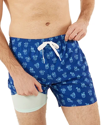 Chubbies Men's The Coladas Quick-Dry 5-1/2" Swim Trunks with Boxer-Brief Liner