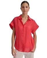 Dkny Women's Short-Sleeve Button-Front Shirt