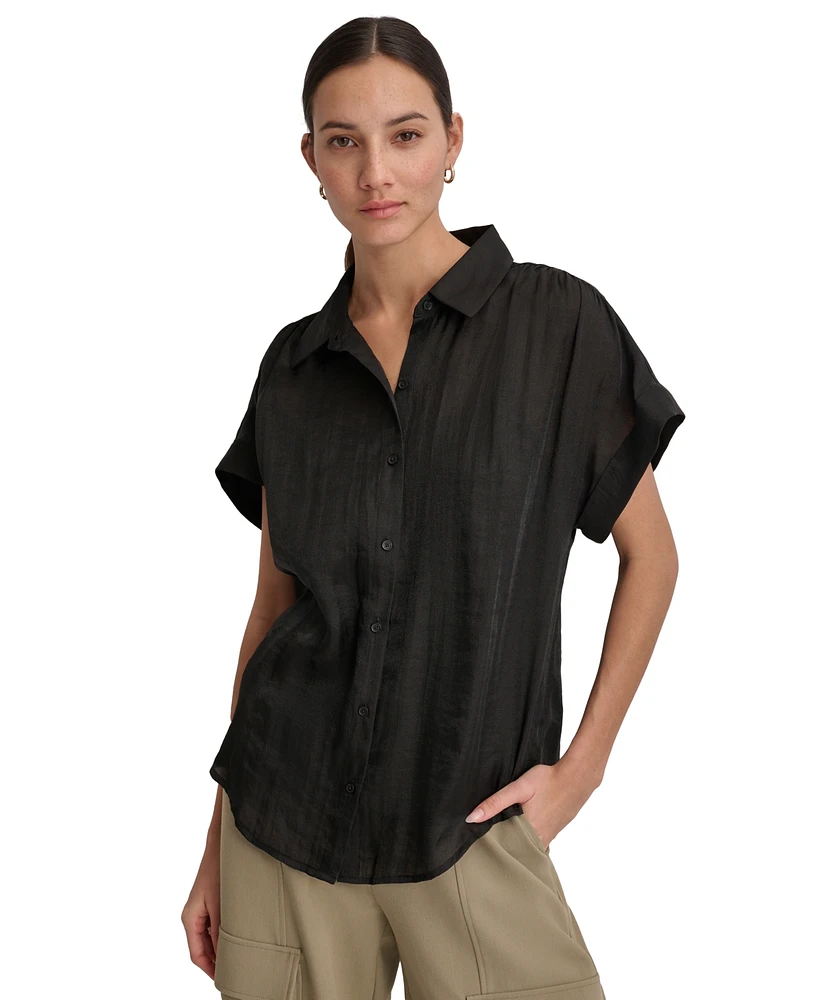 Dkny Women's Short-Sleeve Button-Front Shirt