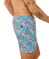 Chubbies Men's The Tropical Bunches Quick-Dry 5-1/2" Swim Trunks with Boxer-Brief Liner