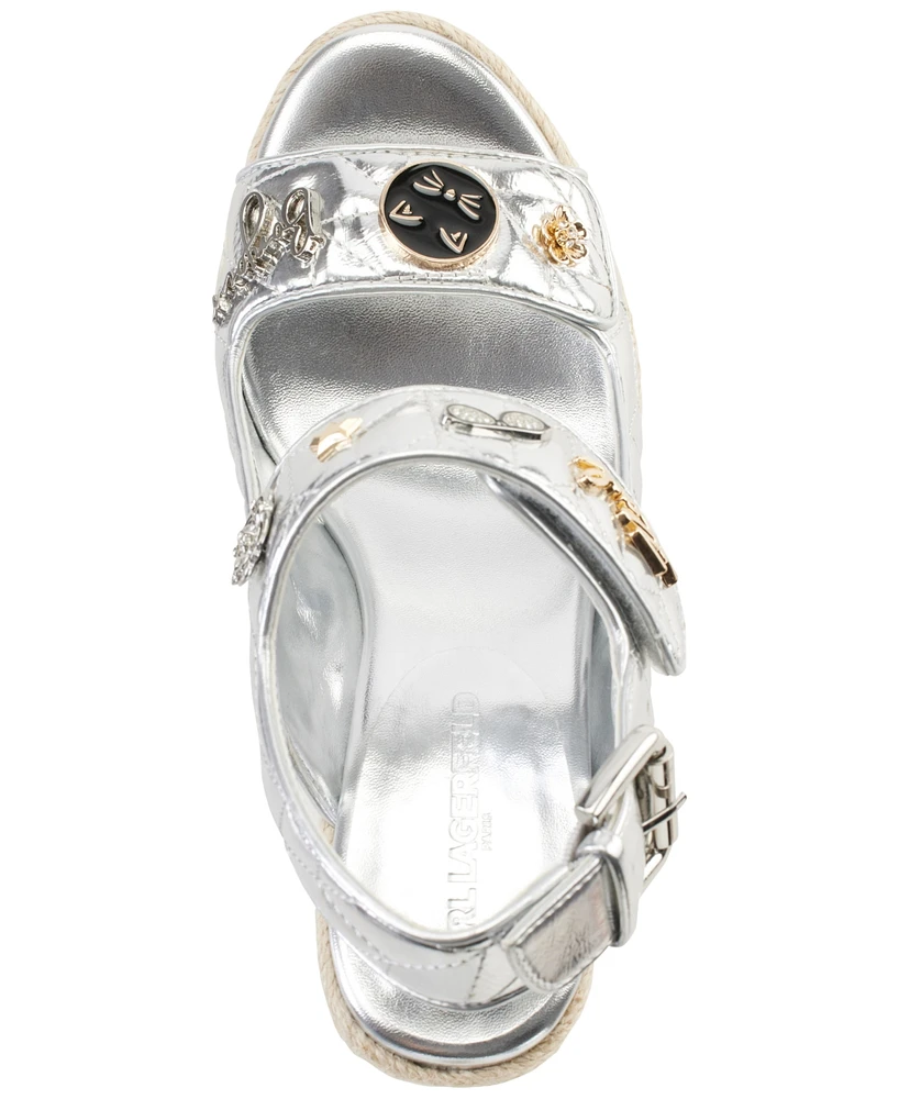 Karl Lagerfeld Paris Women's Carolyna Embellished Espadrille Wedge Sandals