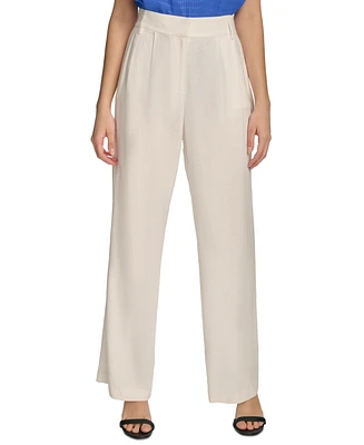 Calvin Klein Women's Linen-Blend Wide Leg Pants