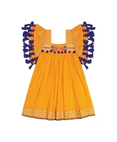 Mer St. Barth Little Girls Serena Tassel Dress Marigold Embroidery