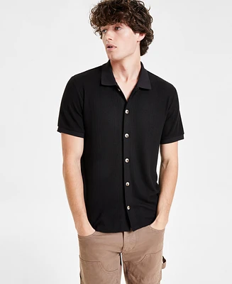 Guess Men's Joshua Textured-Knit Button-Down Shirt