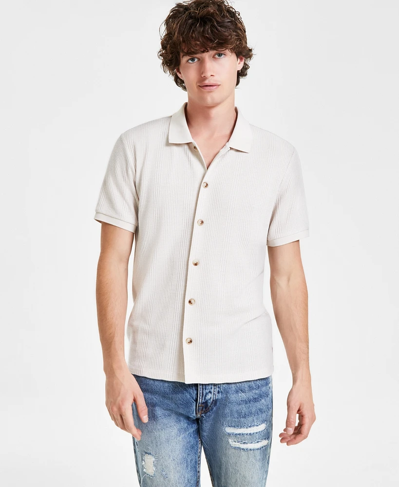 Guess Men's Joshua Textured-Knit Button-Down Shirt | The Shops at Willow  Bend