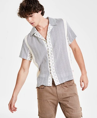 Guess Men's Meyer Geo Stripe Dobby Button-Down Camp Shirt