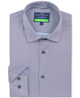 Men's Recycled Slim Fit Gingham Performance Stretch Cooling Comfort Dress Shirt