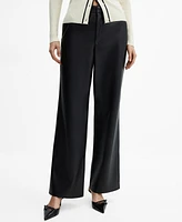 Mango Women's Leather Effect High Waist Pants