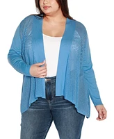 Belldini Plus Hi-Low Open-Front Swing Cardigan Sweater