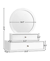 Sugift Makeup Dressing Wall Mounted Vanity Mirror with 2 Drawers