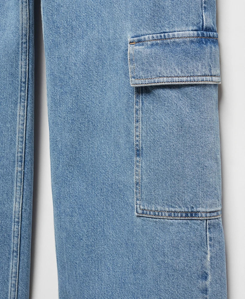 Mango Women's Pockets Detail Loose Cargo Jeans