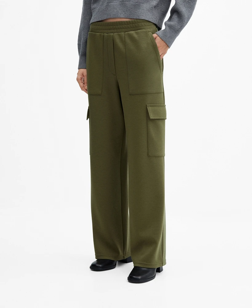 Mango Women's Elastic Waist Cargo Pants