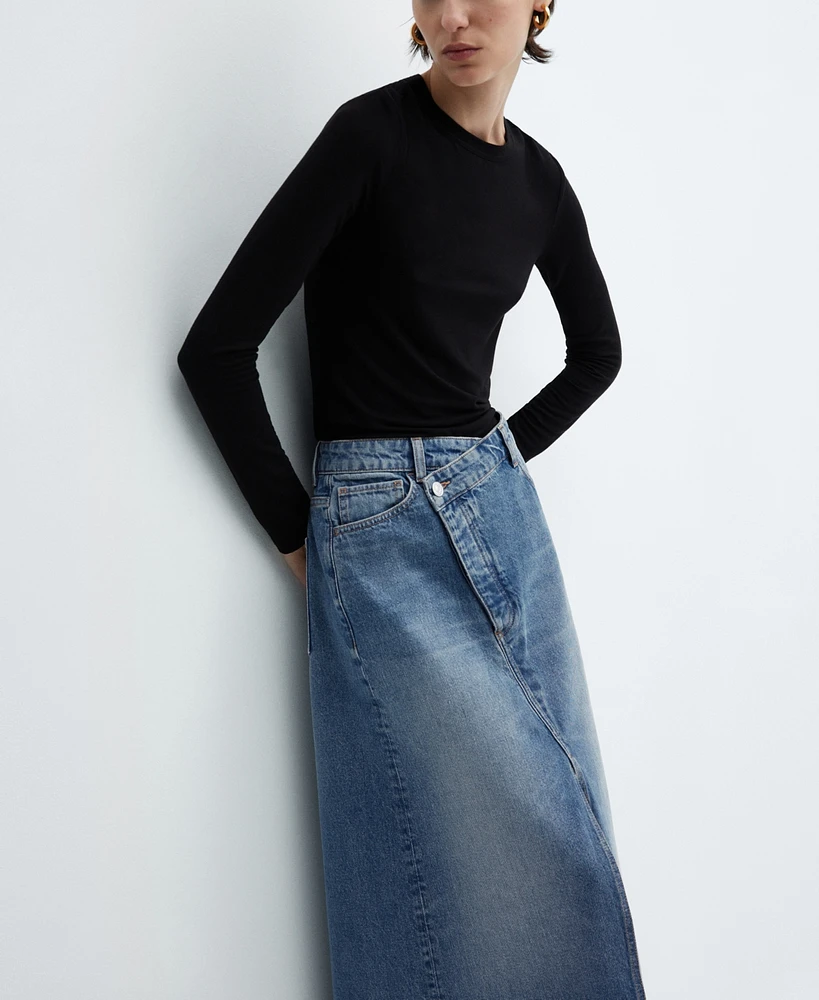 Mango Women's Asymmetrical Denim Skirt