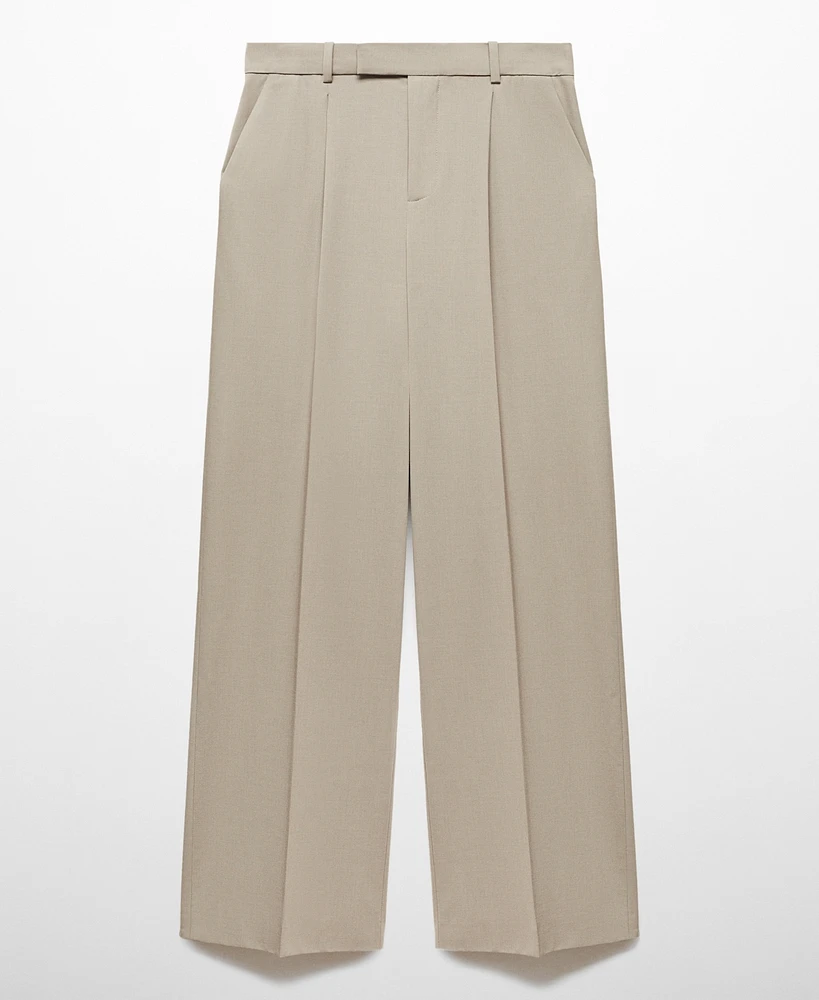 Mango Women's Wide leg Pleated Pants