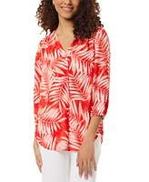 Jones New York Women's Printed Kelly V-Neck Blouse