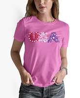 La Pop Art Women's Word Usa Fireworks T-Shirt