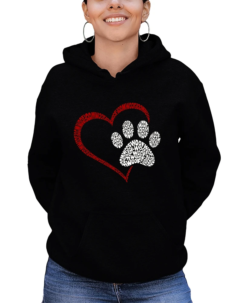 La Pop Art Women's Word Paw Heart Hooded Sweatshirt