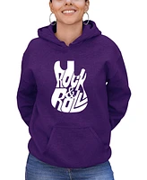 La Pop Art Women's Word Rock And Roll Guitar Hooded Sweatshirt