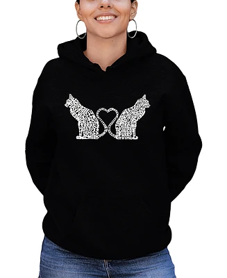 La Pop Art Women's Word Cat Tail Heart Hooded Sweatshirt