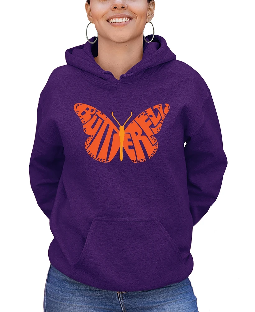 La Pop Art Women's Word Butterfly Hooded Sweatshirt