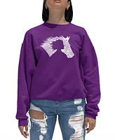 La Pop Art Women's Word Girl Horse Crewneck Sweatshirt