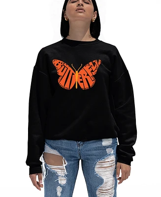 La Pop Art Women's Word Butterfly Crewneck Sweatshirt