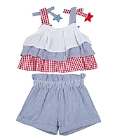 Rare Editions Baby Girl Americana Seersucker Short Set